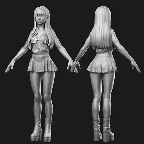 ZBrush Teenage girl Sculpture 3D model