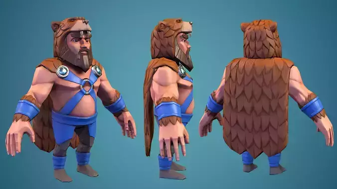 Low Poly Druid bear character Low-poly 3D model