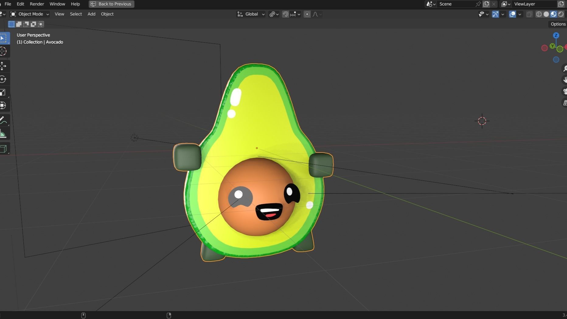 Avocado Boomerang Fu Low-poly 3D model_1