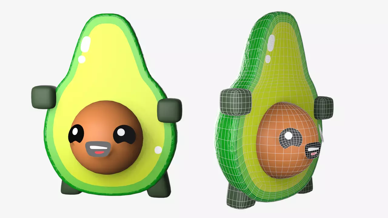 Avocado Boomerang Fu Low-poly 3D model_0
