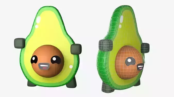 Avocado Boomerang Fu Low-poly 3D model