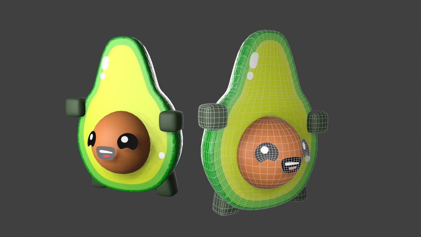 Avocado Boomerang Fu Low-poly 3D model_4