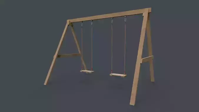 PBR Modular Outdoor Playground Swing Sets B Low-poly 3D model