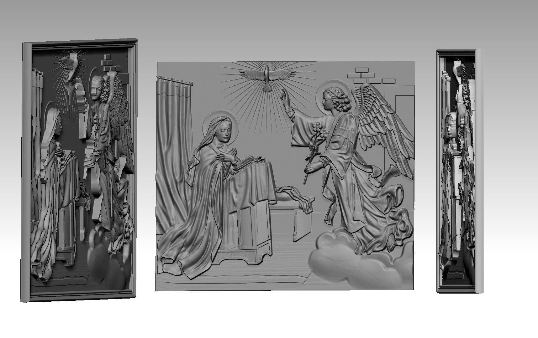 Angel phenomenon and Virgin Mary Relief 3D print model_2