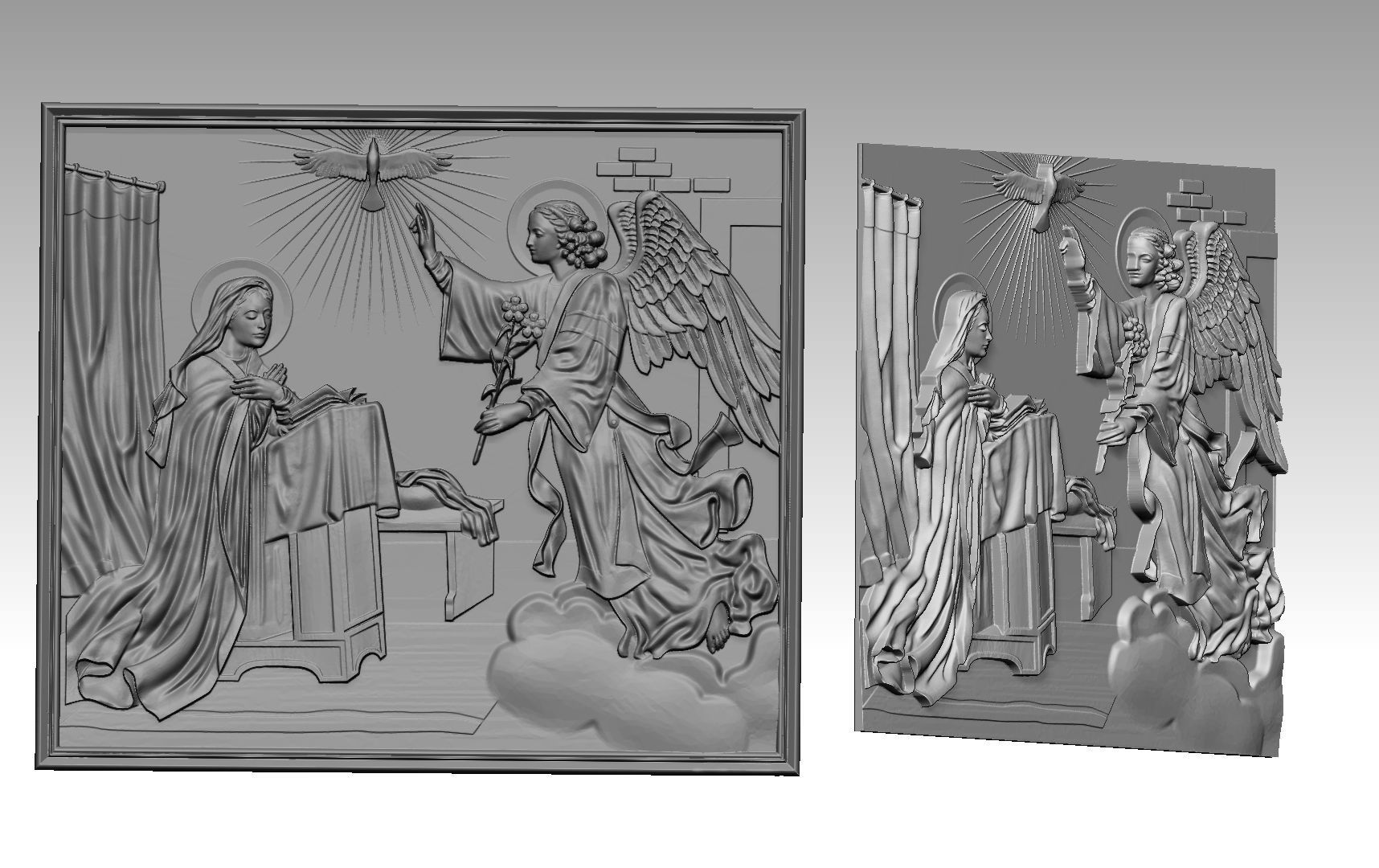 Angel phenomenon and Virgin Mary Relief 3D print model_9