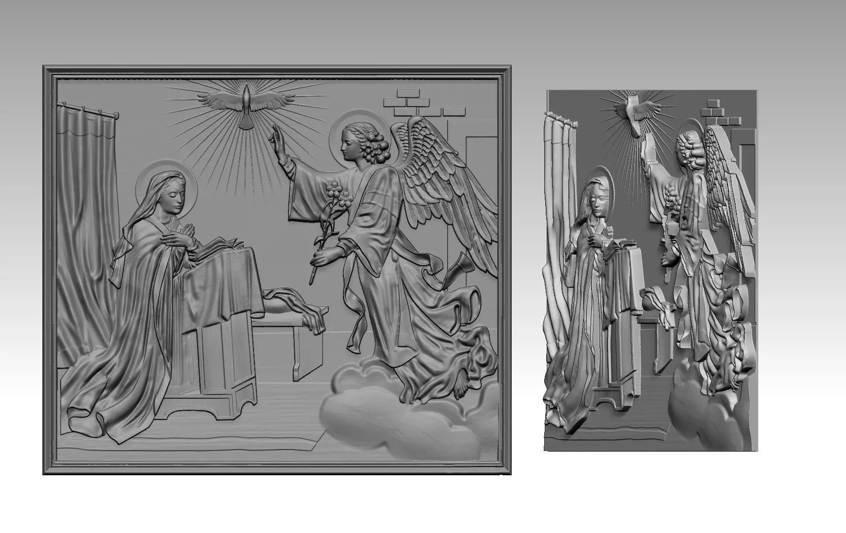 Angel phenomenon and Virgin Mary Relief 3D print model_0