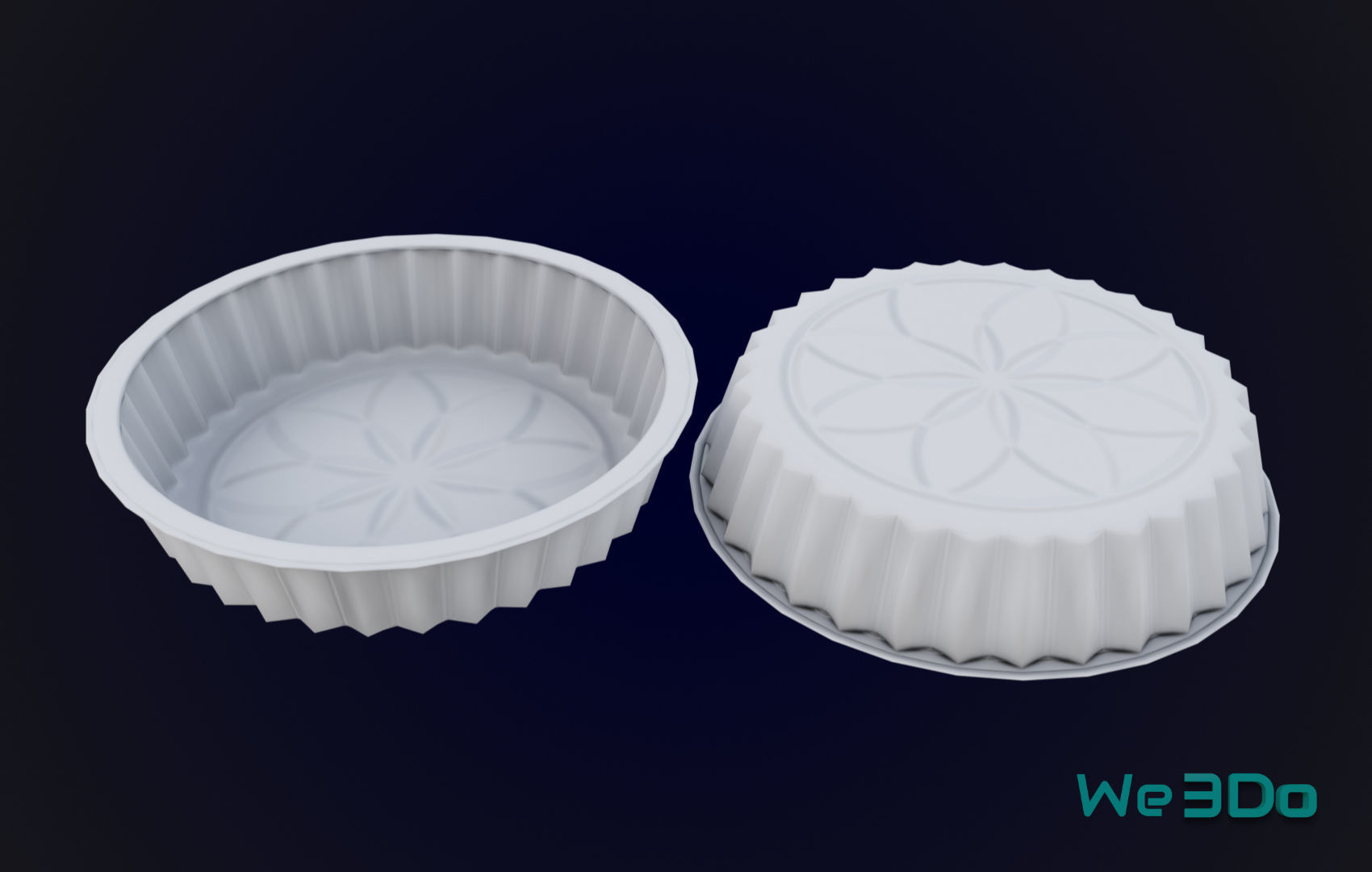 Round Aluminum Foil Lunch Box Low-poly 3D model_15