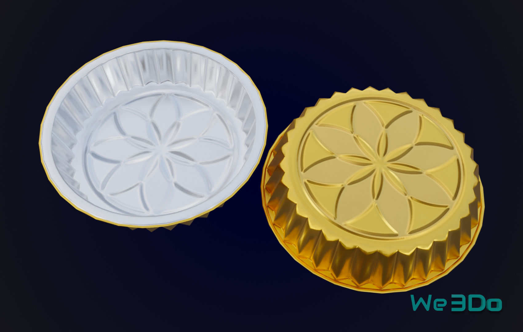 Round Aluminum Foil Lunch Box Low-poly 3D model_7