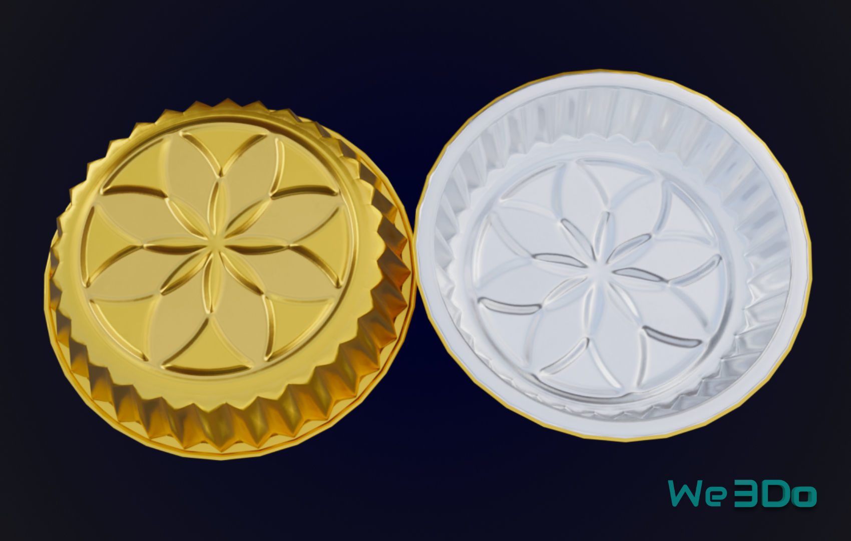 Round Aluminum Foil Lunch Box Low-poly 3D model_6