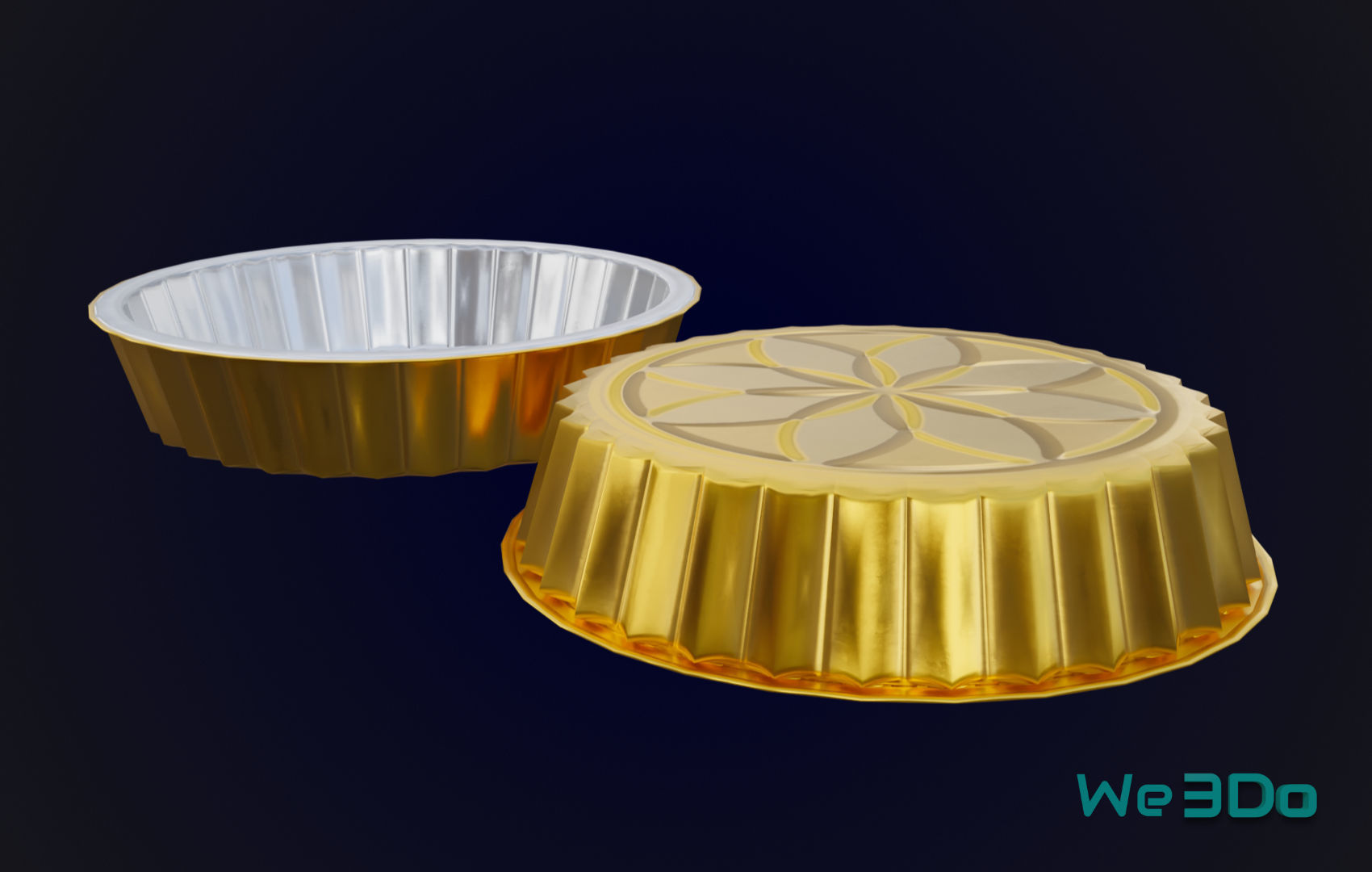 Round Aluminum Foil Lunch Box Low-poly 3D model_1