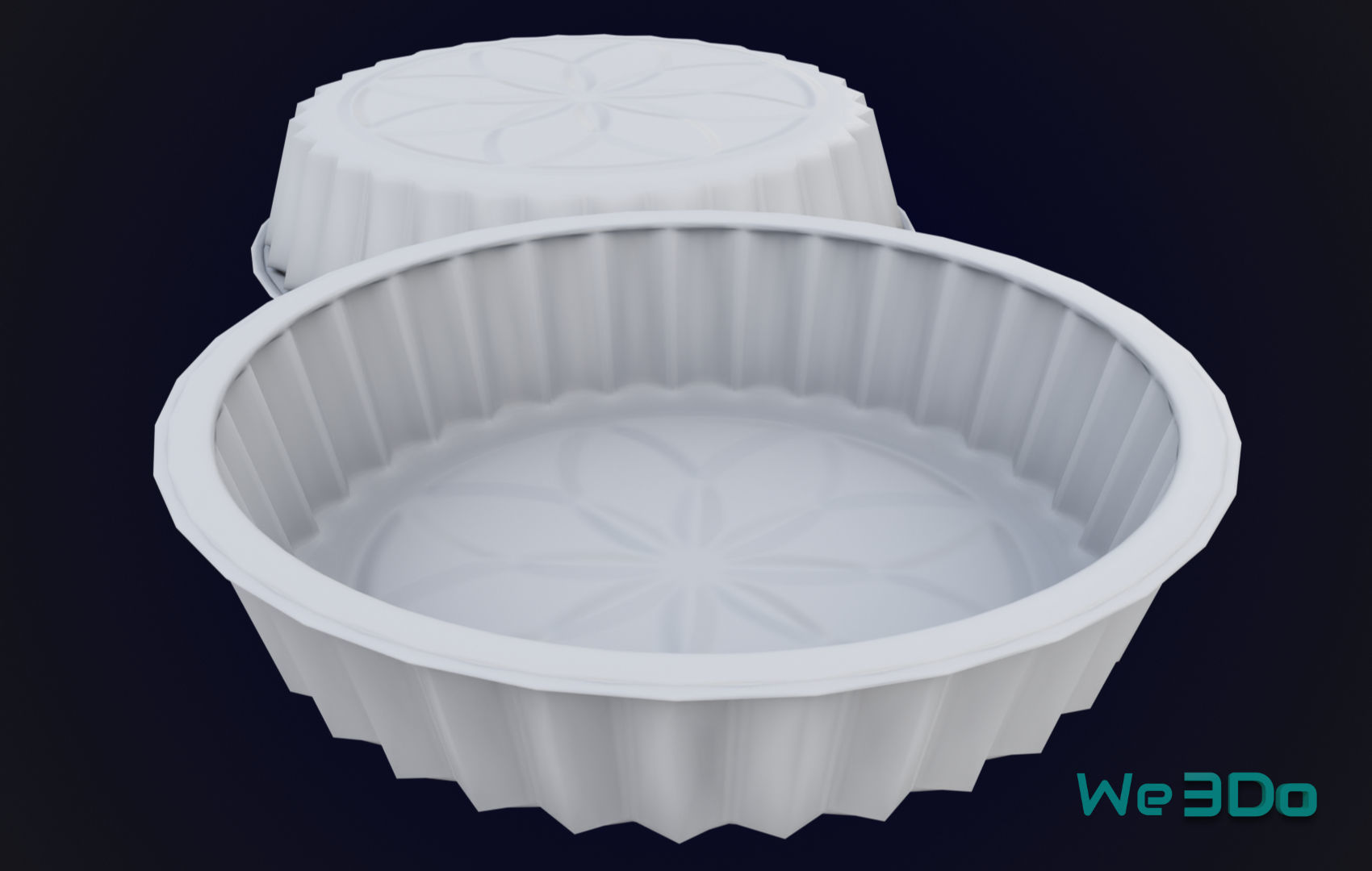 Round Aluminum Foil Lunch Box Low-poly 3D model_12