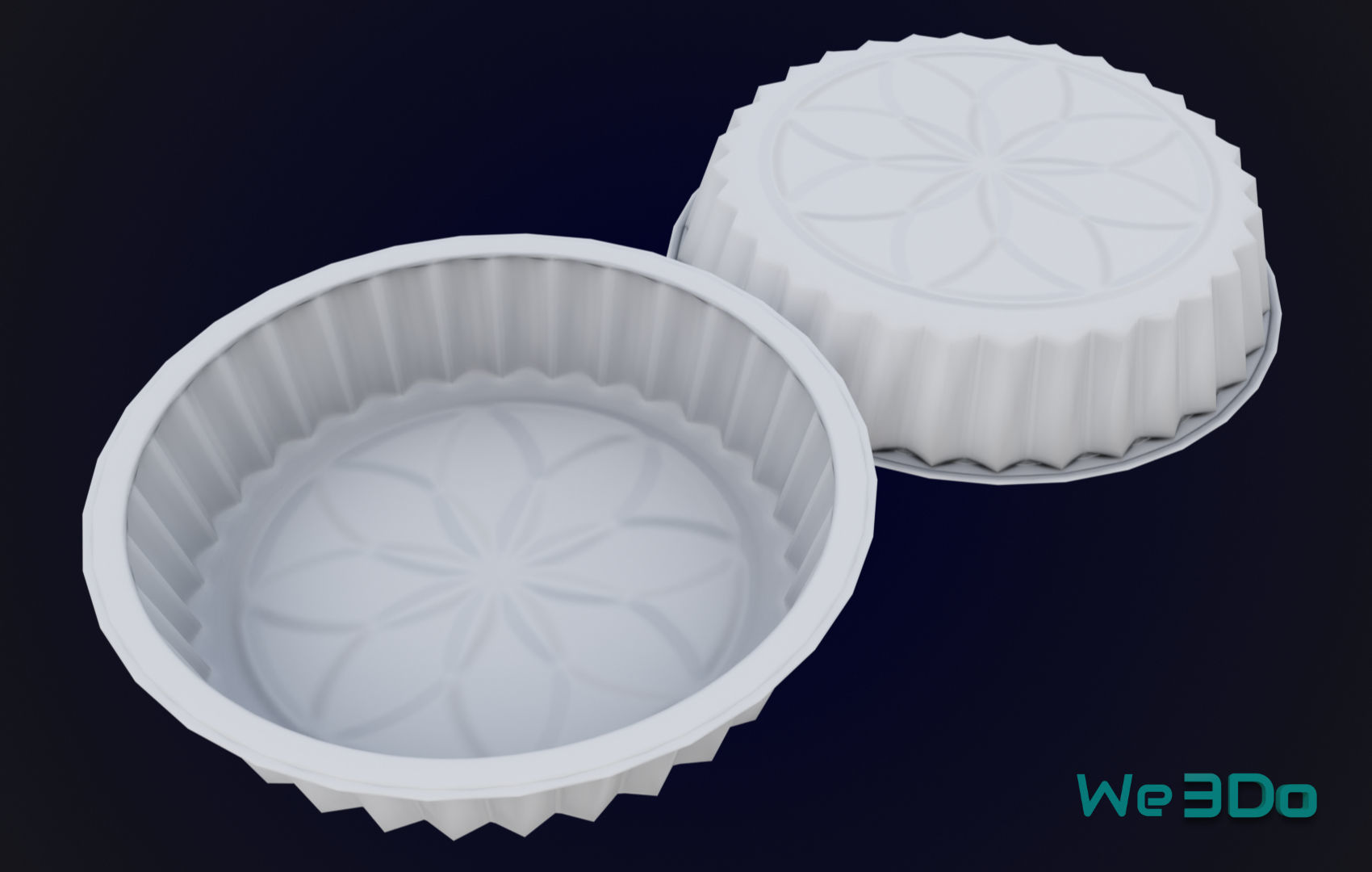 Round Aluminum Foil Lunch Box Low-poly 3D model_9