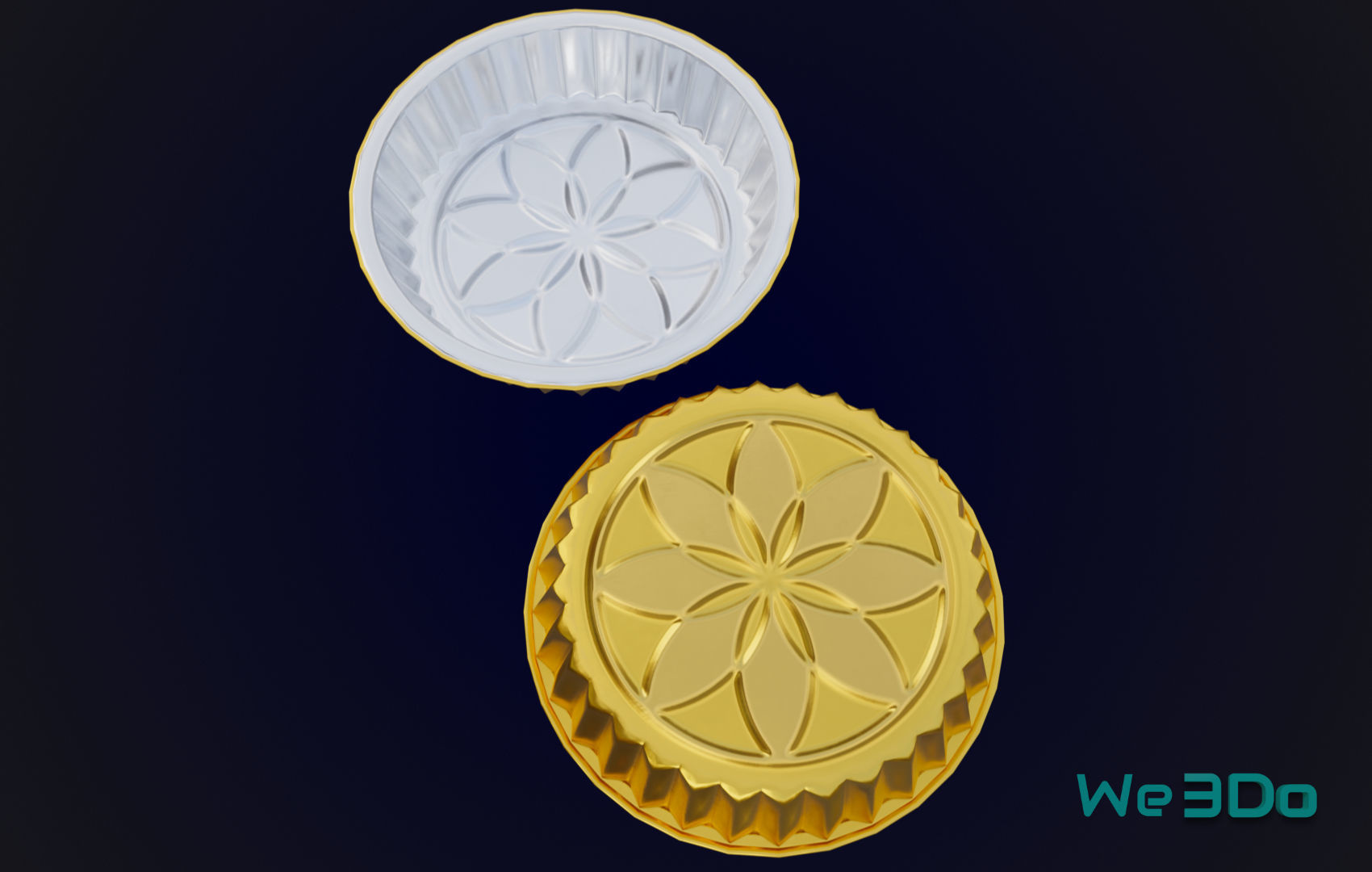 Round Aluminum Foil Lunch Box Low-poly 3D model_3