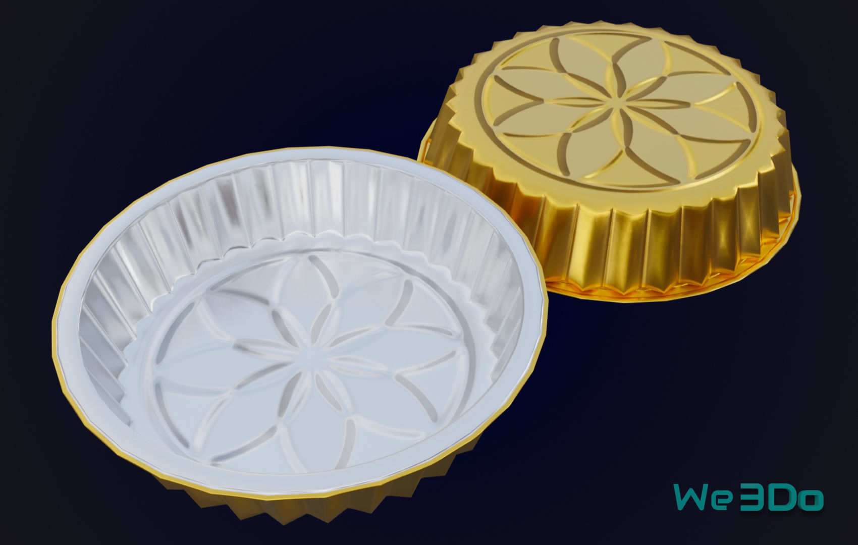 Round Aluminum Foil Lunch Box Low-poly 3D model_2