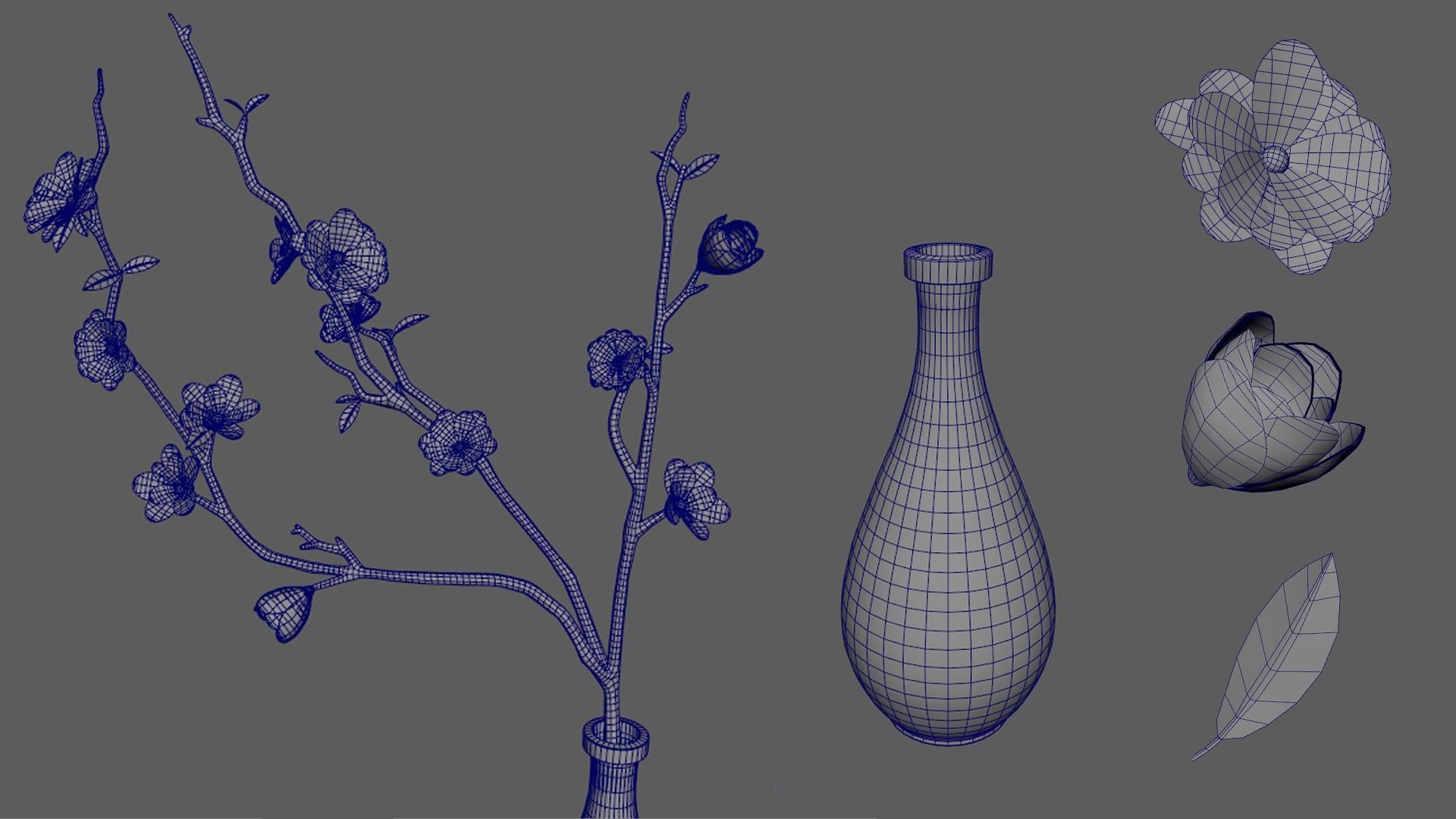 Flower in Vase Low-poly 3D model_7