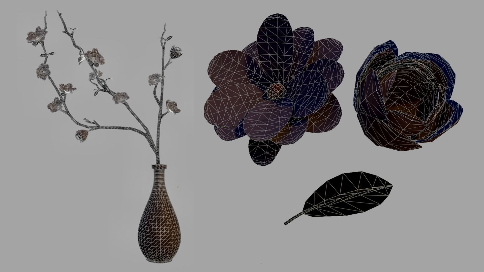 Flower in Vase Low-poly 3D model_6