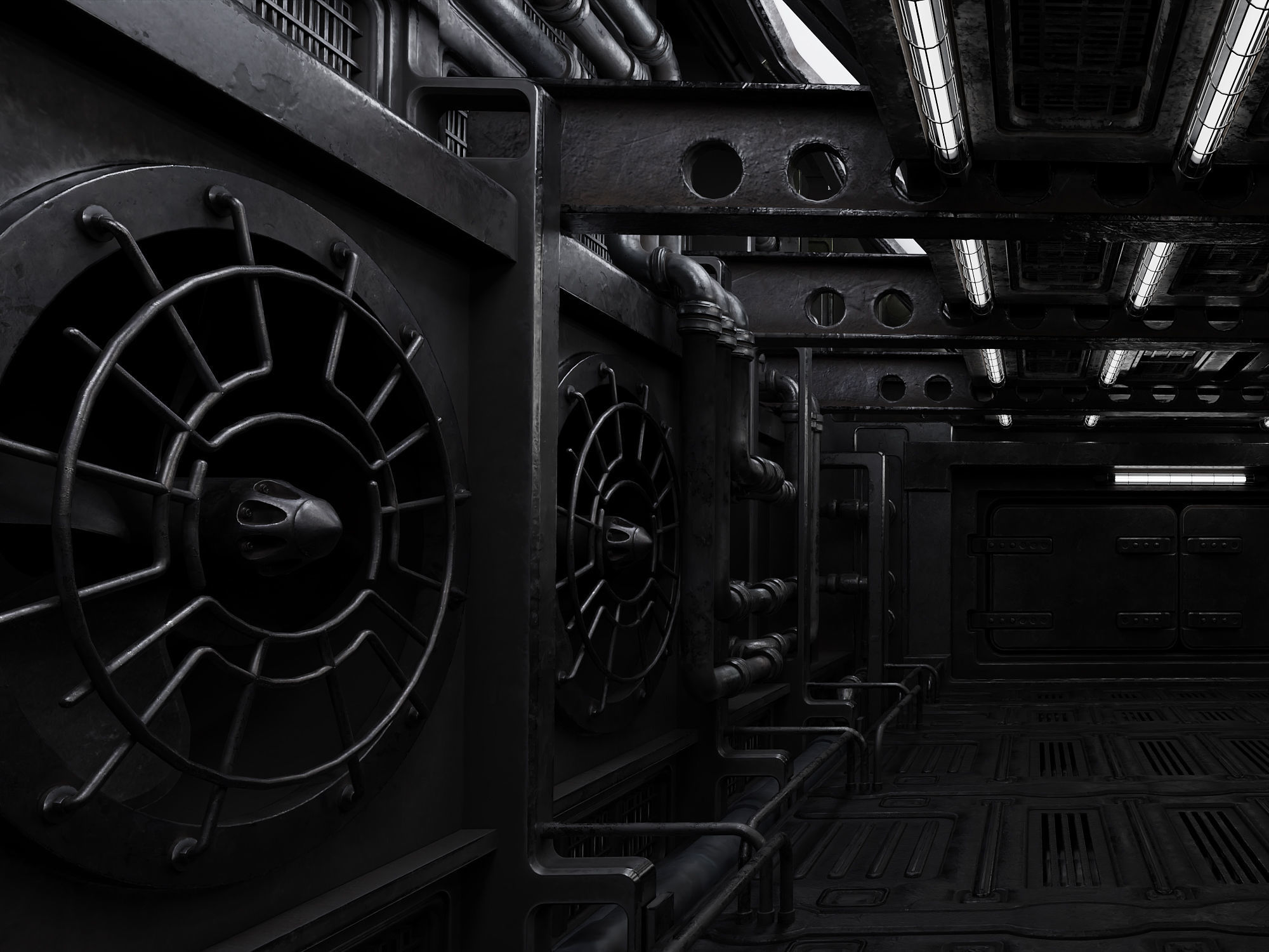Industrial Showroom Low-poly 3D model_9