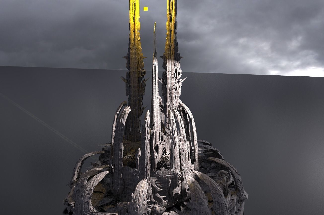 Sci Fi Wraith Claw City Tower Kit bash 3D model_1