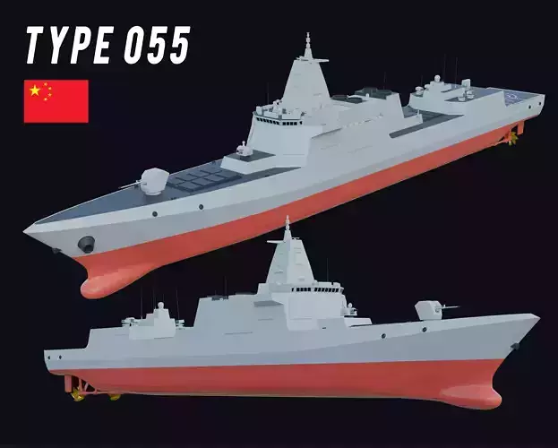 Type 055 destroyer Low-poly 3D model 3D model