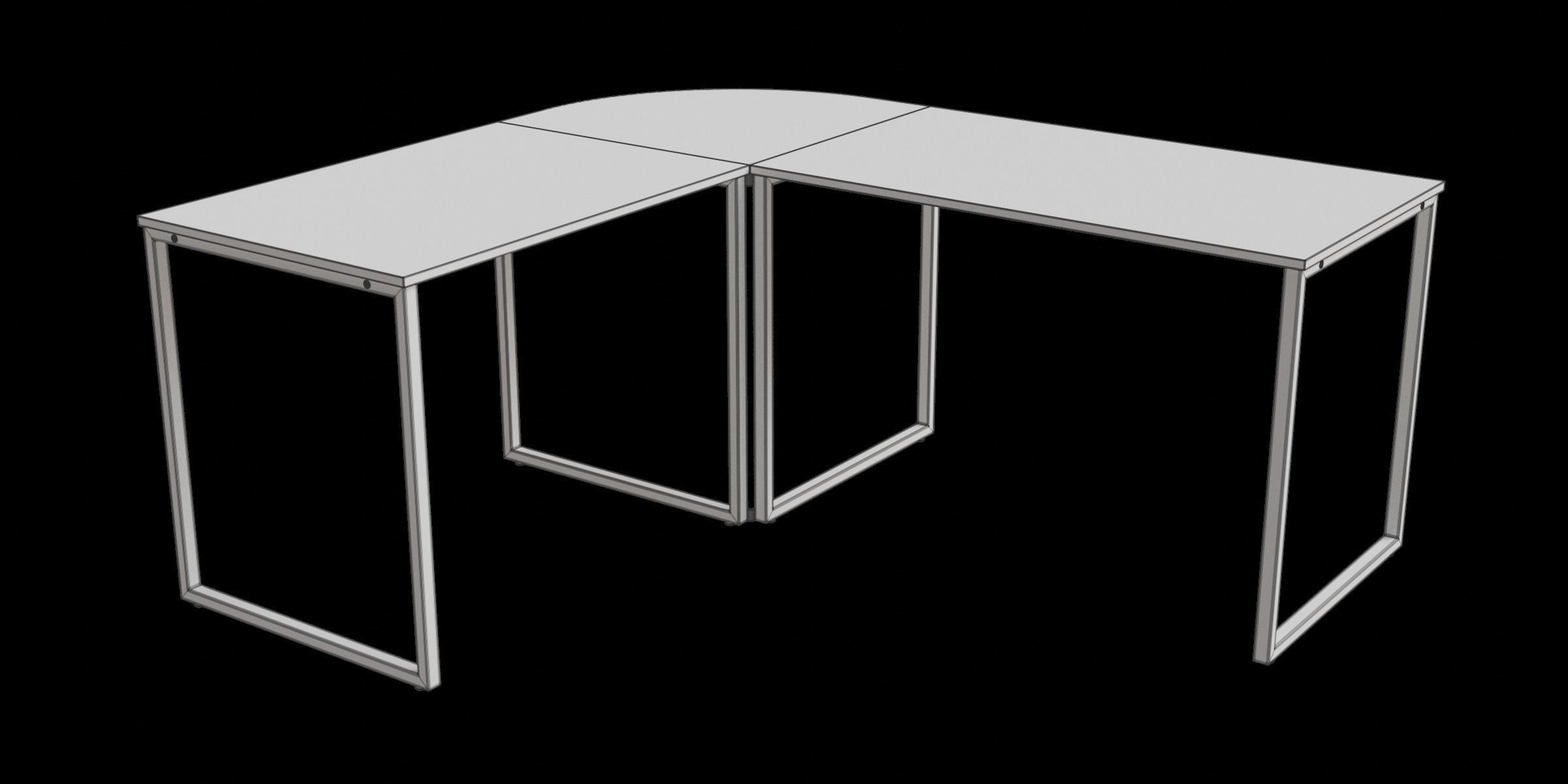 Multifunctional L Shaped Writing Desk 3D model_3