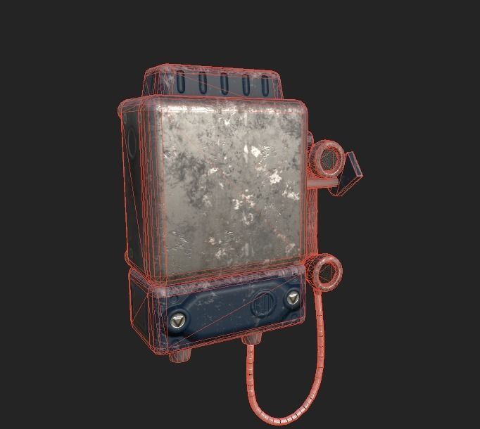 Old Public Phone Low-poly 3D model_5