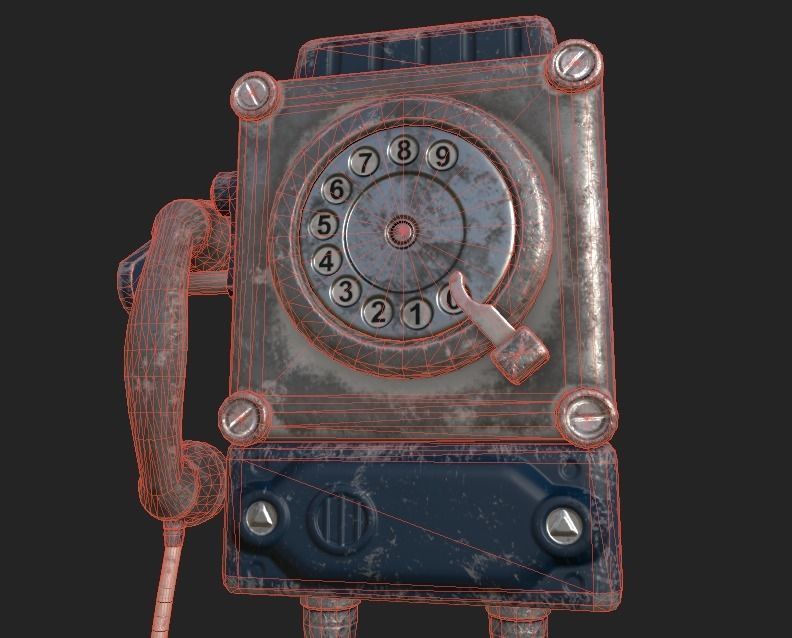 Old Public Phone Low-poly 3D model_4