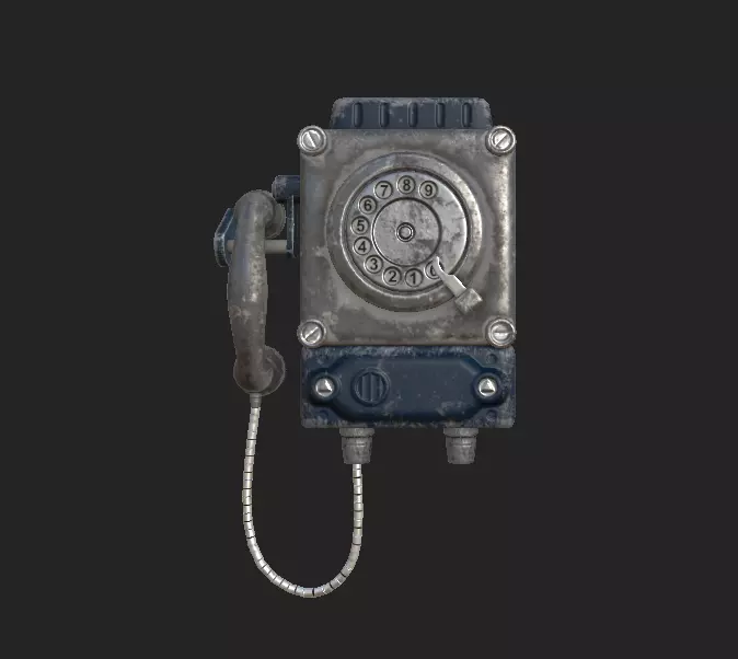 Old Public Phone Low-poly 3D model_0