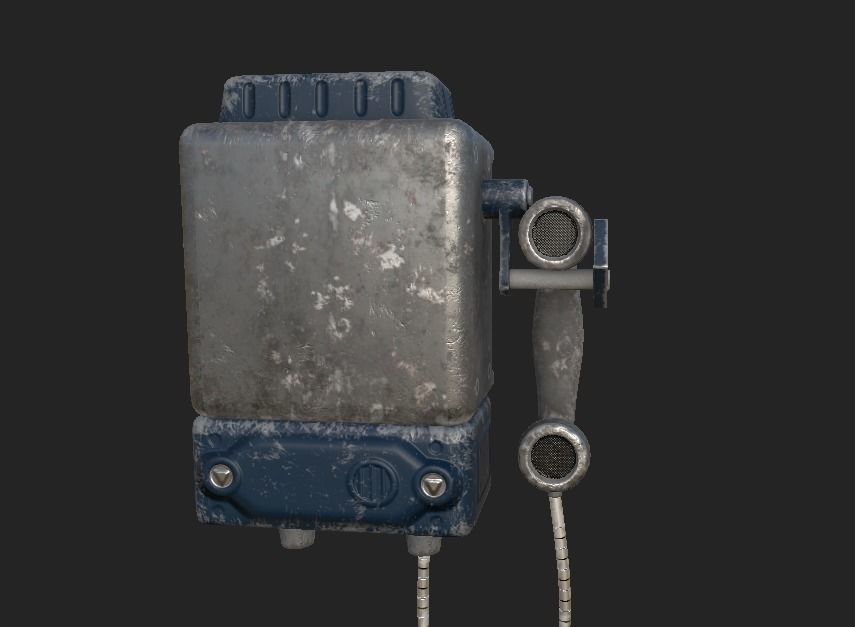 Old Public Phone Low-poly 3D model_3