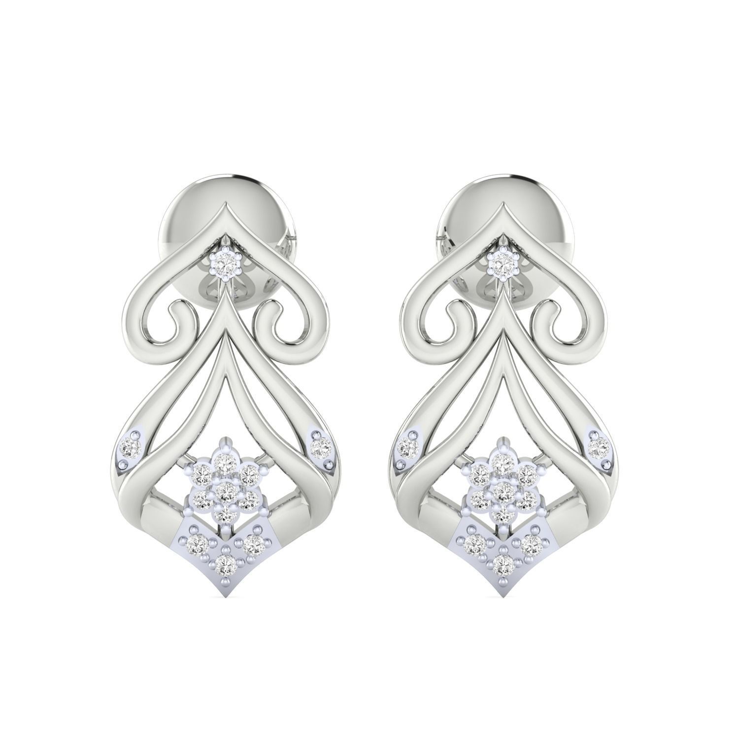 Women Earrings STL JCD OBJ FBX Renders Details 3D print model_9