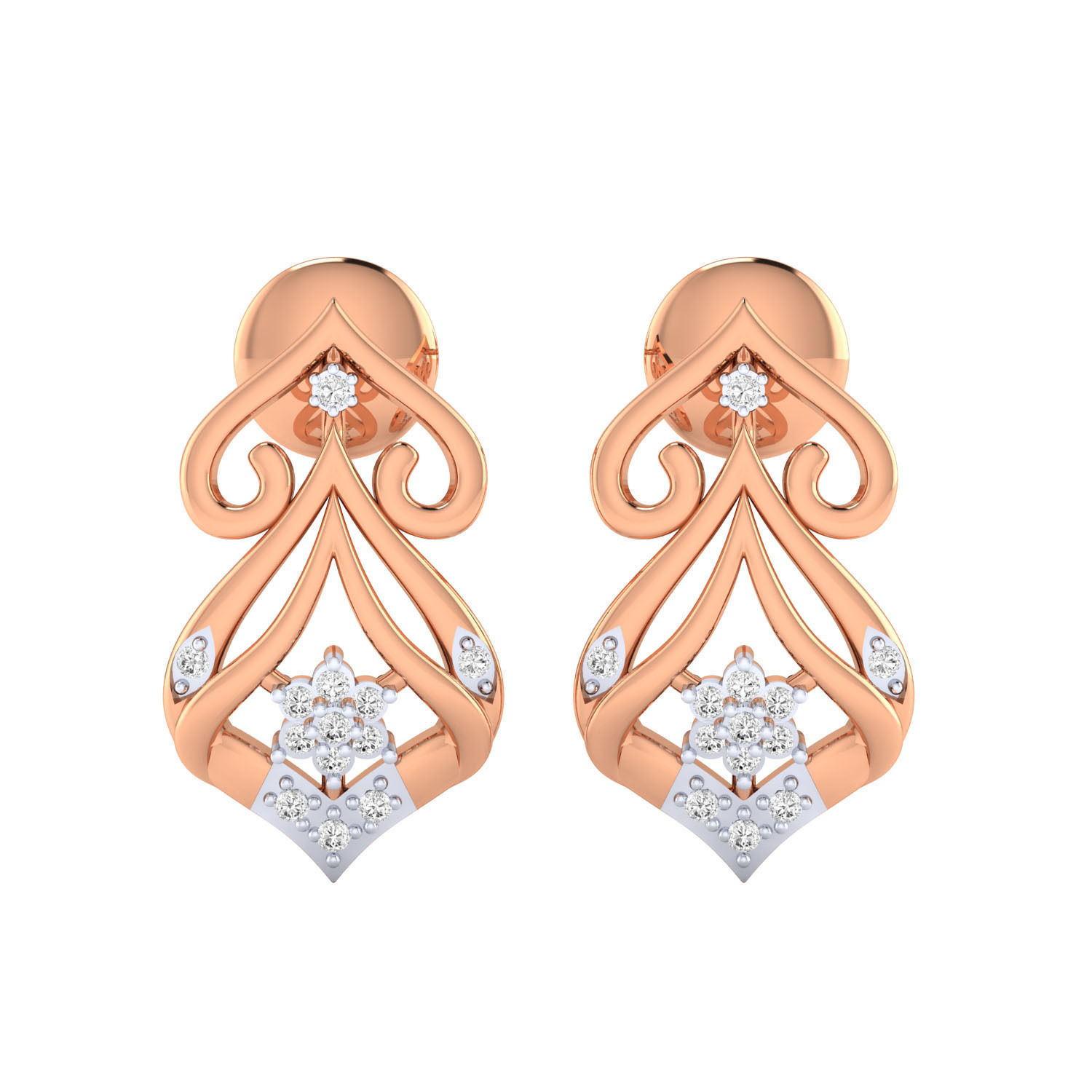 Women Earrings STL JCD OBJ FBX Renders Details 3D print model_3