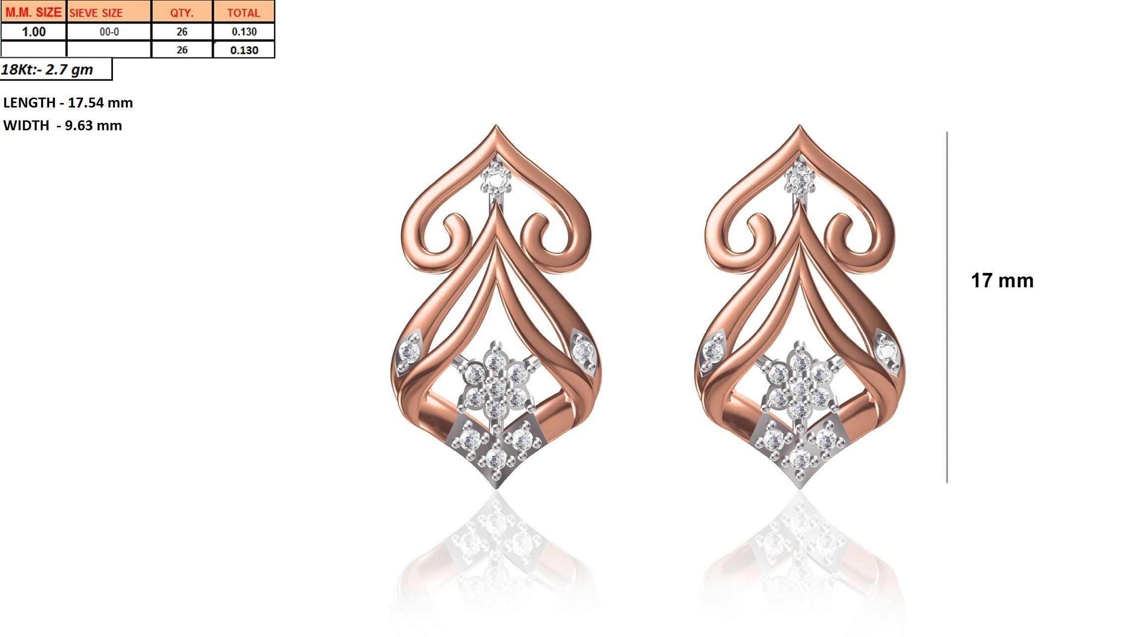 Women Earrings STL JCD OBJ FBX Renders Details 3D print model_19