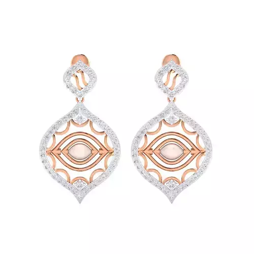 Women Long Drop Earrings STL JCD OBJ FBX Renders Details