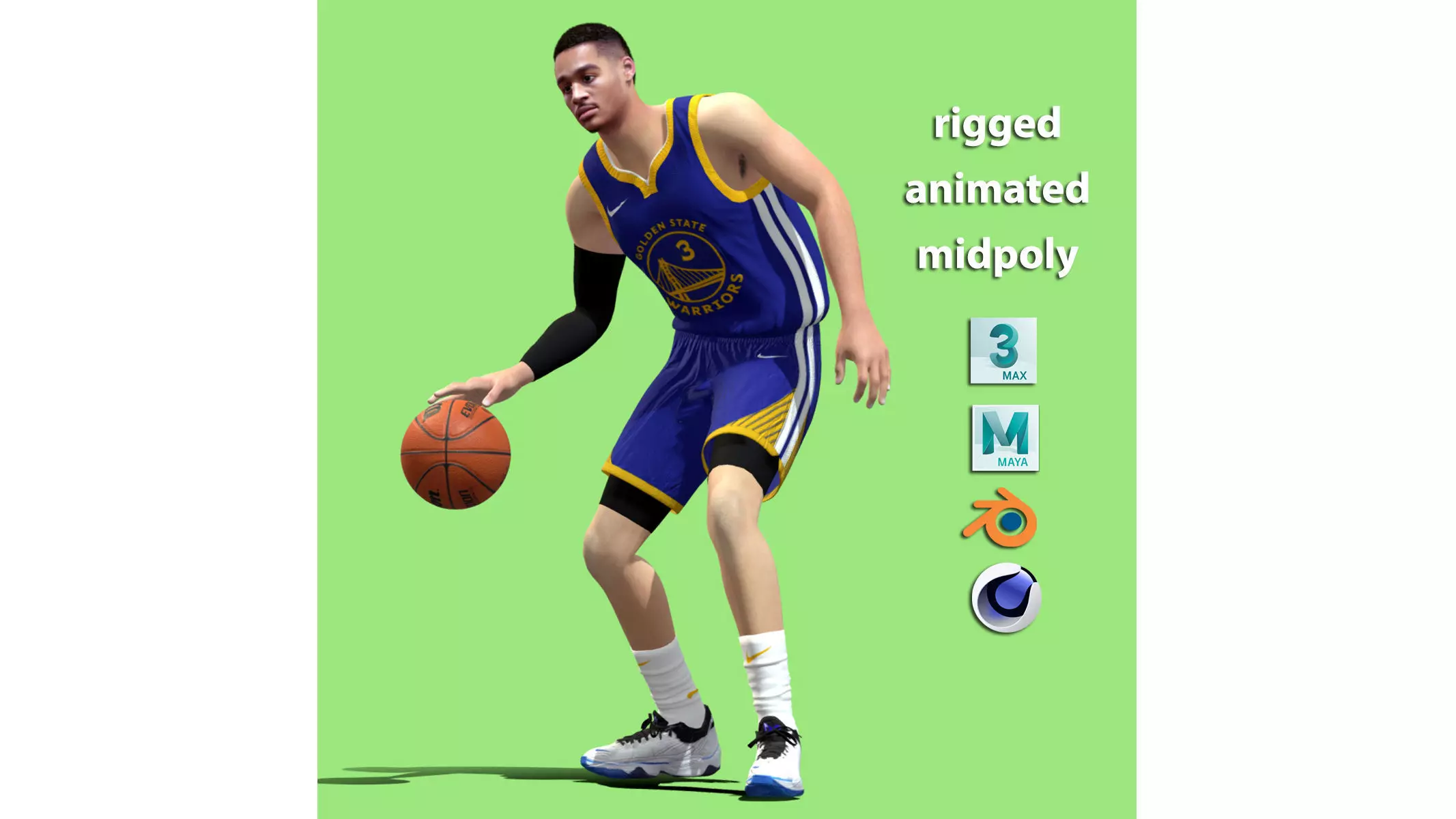 3D Rigged Jordan Poole Golden State Warriors NBA 3D model_0