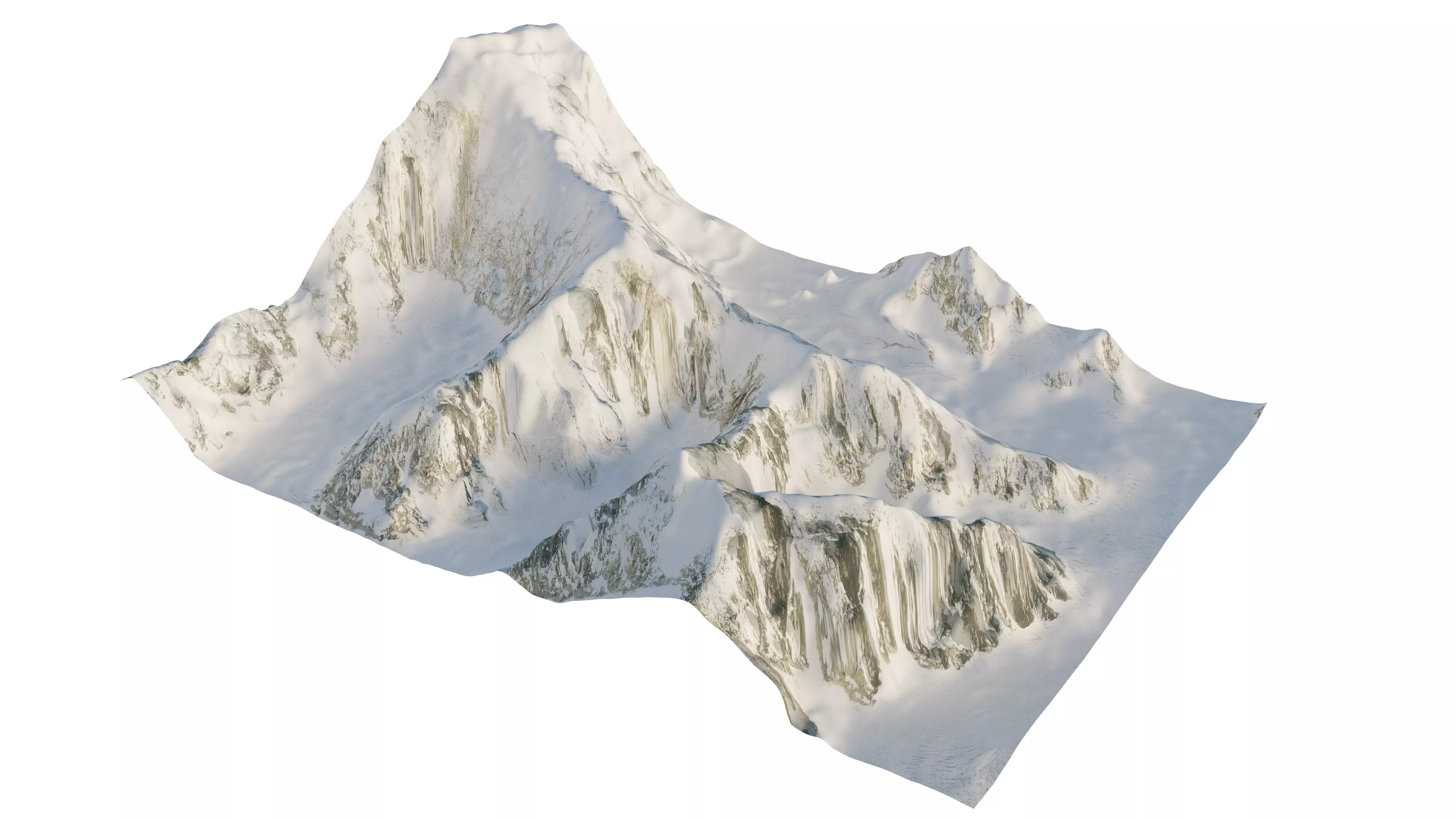 Denali mountains covered with snow in Alaska terrain 3d model 3D model