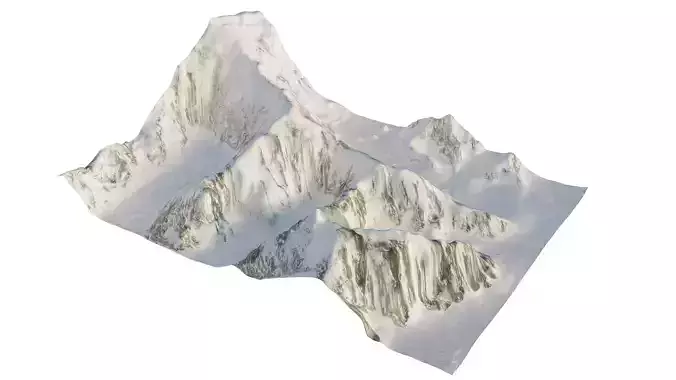 Denali mountains covered with snow in Alaska terrain 3d model 3D model