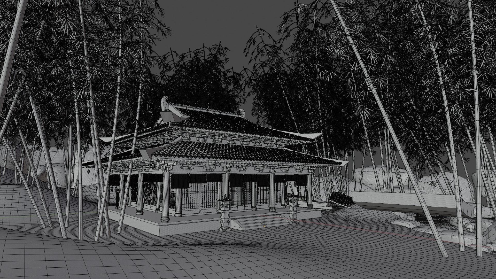 3D The academy in the bamboo forest model 3D model_4