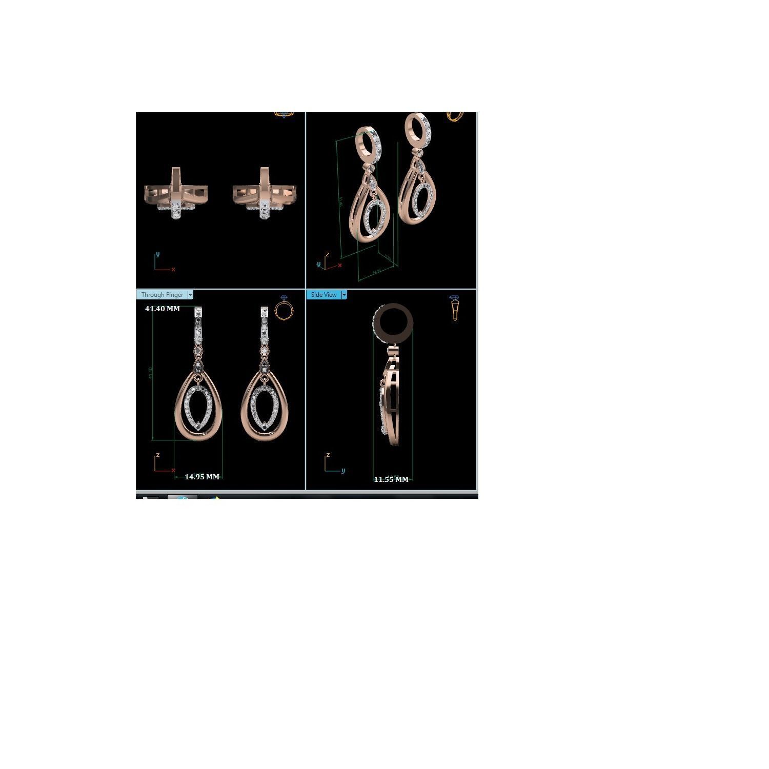 Women Long Drop Earrings STL JCD OBJ FBX Renders Details 3D print model_18