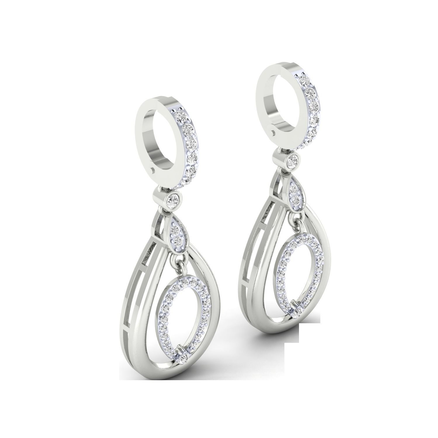 Women Long Drop Earrings STL JCD OBJ FBX Renders Details 3D print model_9