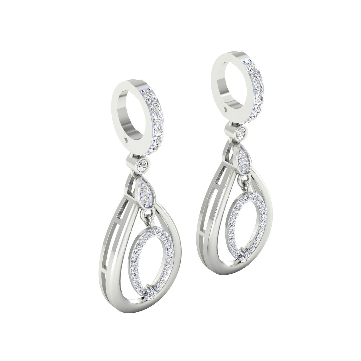 Women Long Drop Earrings STL JCD OBJ FBX Renders Details 3D print model_8