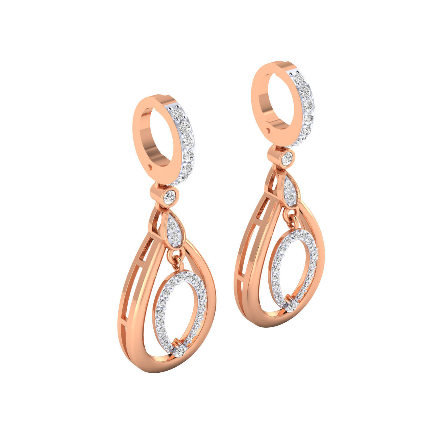 Women Long Drop Earrings STL JCD OBJ FBX Renders Details 3D print model_2