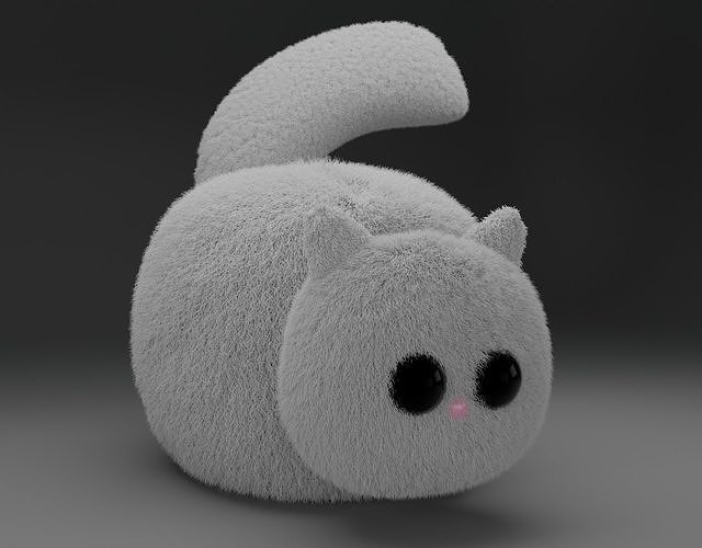 Fluffy Cat Low-poly 3D model