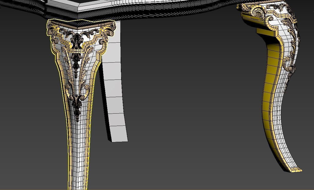 CHAIR -4 gold Low-poly 3D model_8