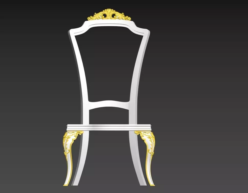 CHAIR -4 gold Low-poly 3D model_0