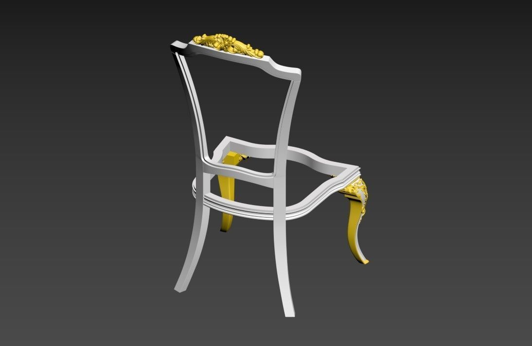CHAIR -4 gold Low-poly 3D model_2