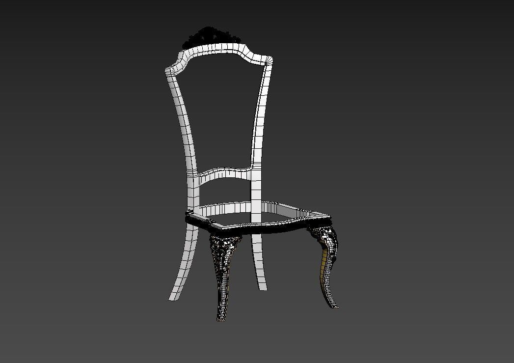 CHAIR -4 gold Low-poly 3D model_7