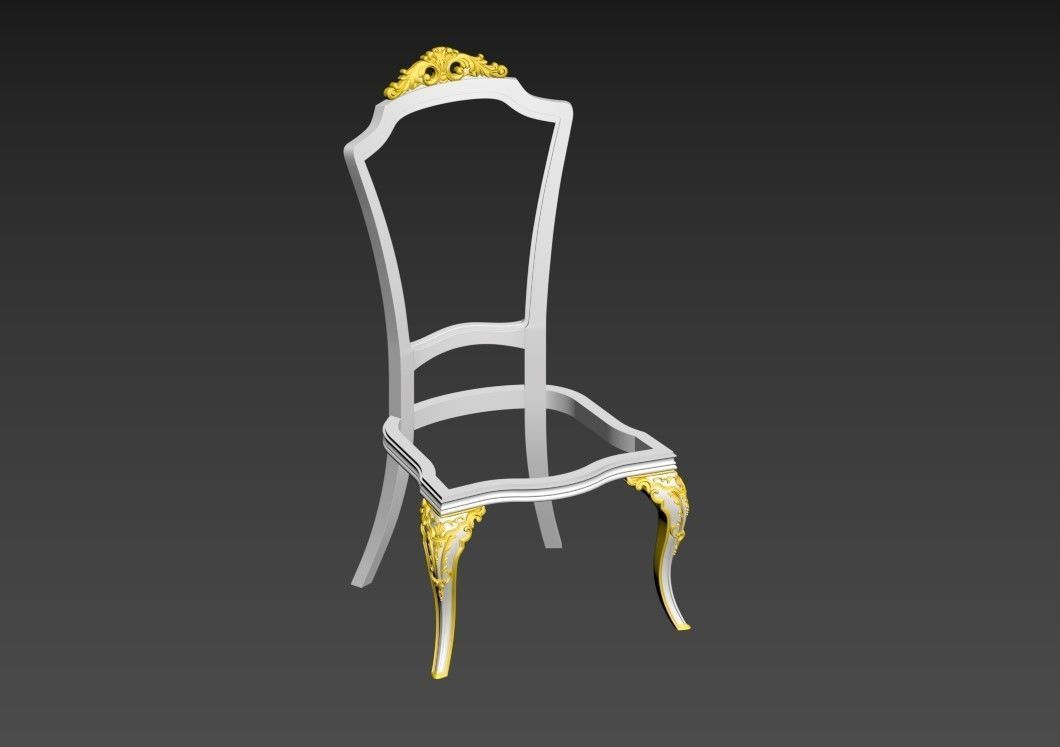 CHAIR -4 gold Low-poly 3D model_1