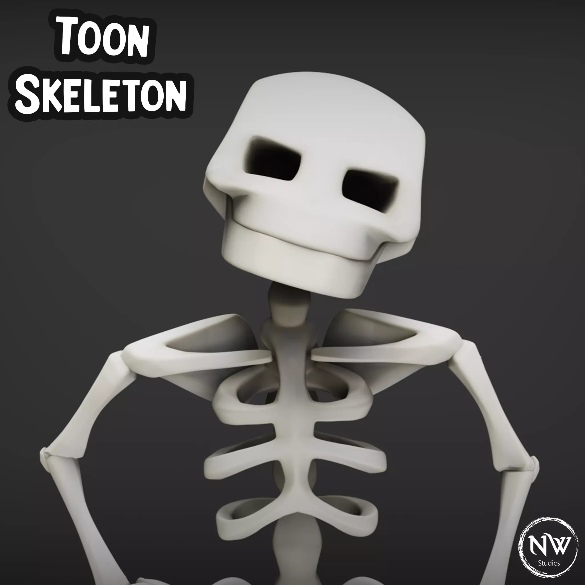 Iskillitoon - Cartoon Skeleton Warrior Mobile Game Ready  Low-poly 3D model_0