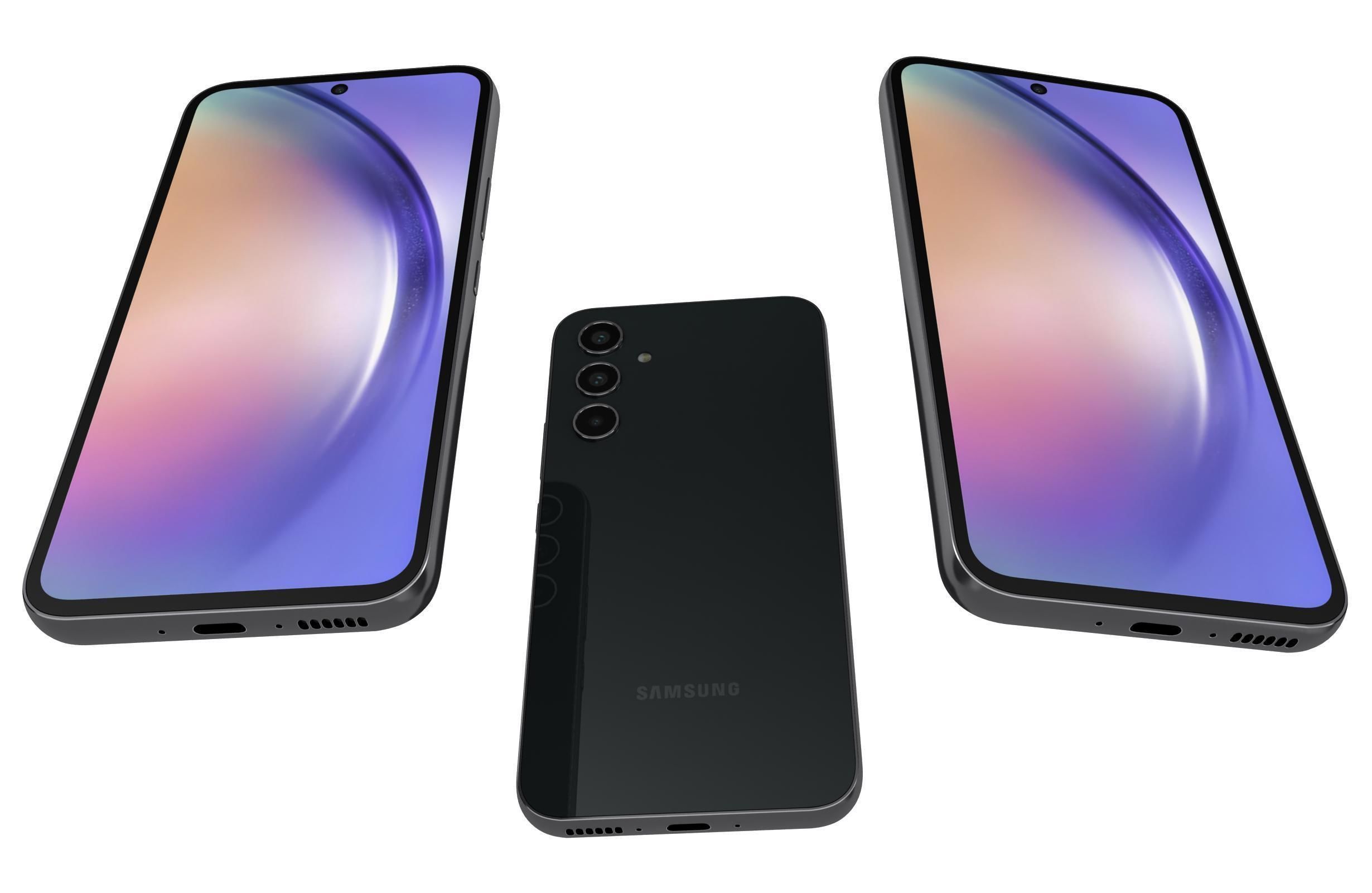 Samsung Galaxy A54 Black Low-poly 3D model_2