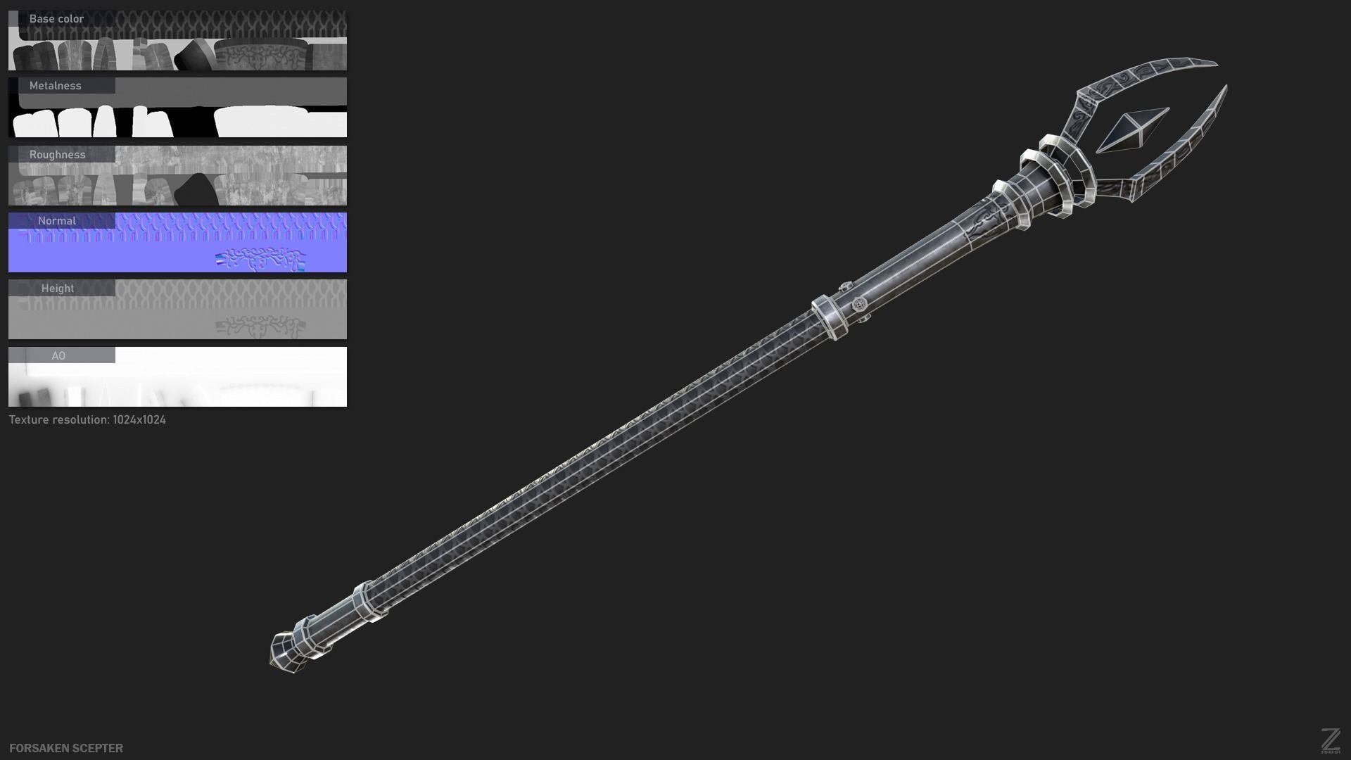Forsaken scepter Low-poly 3D model_1