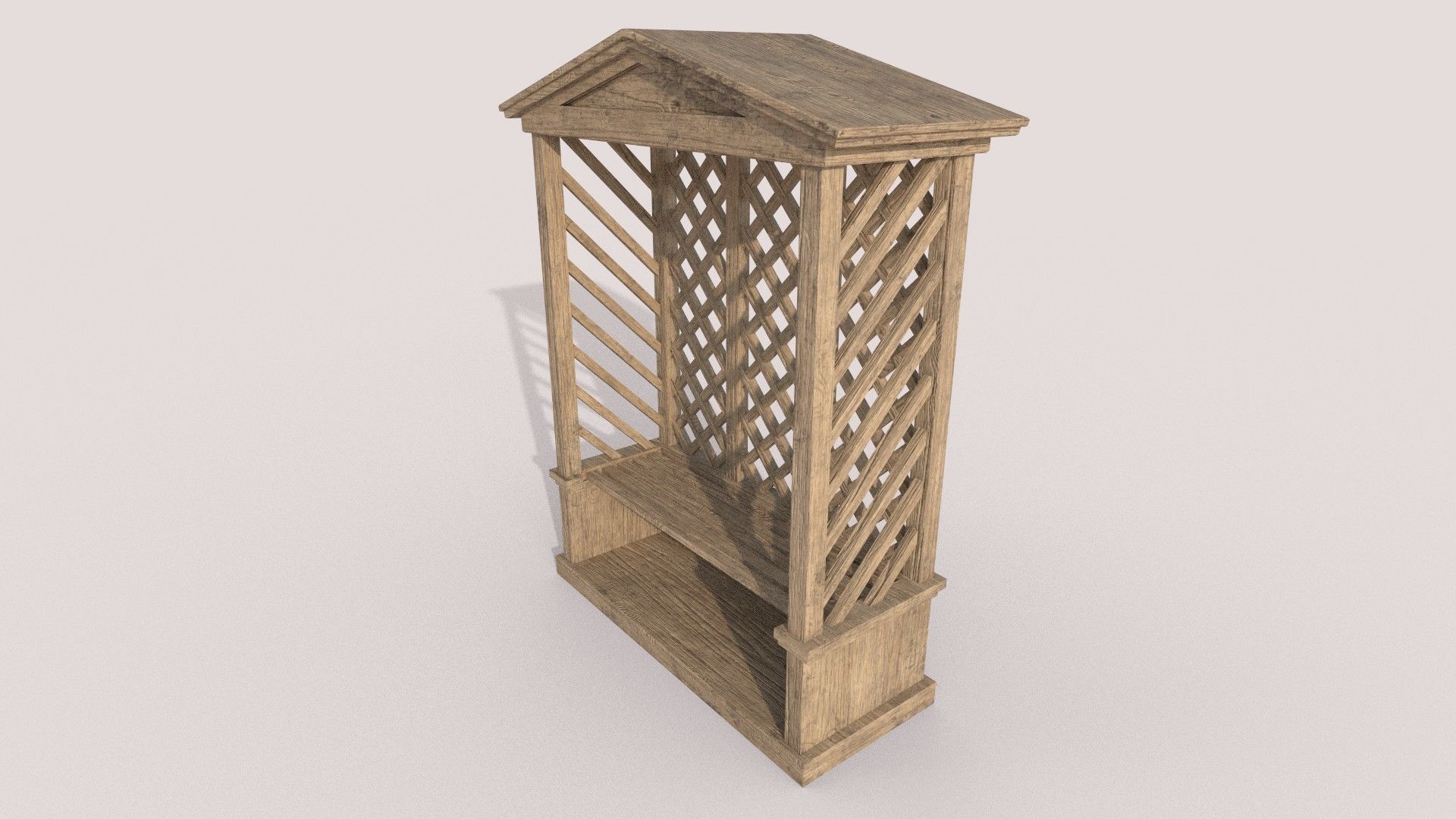 Seat Bench Low-poly 3D model_2